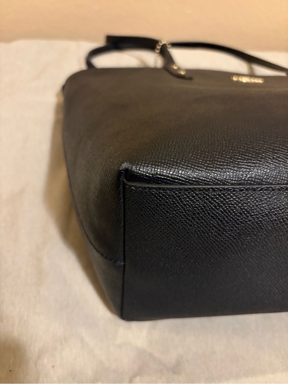 COACH Black Leather Tote Bag with Gold Hardware - Picture 11 of 12
